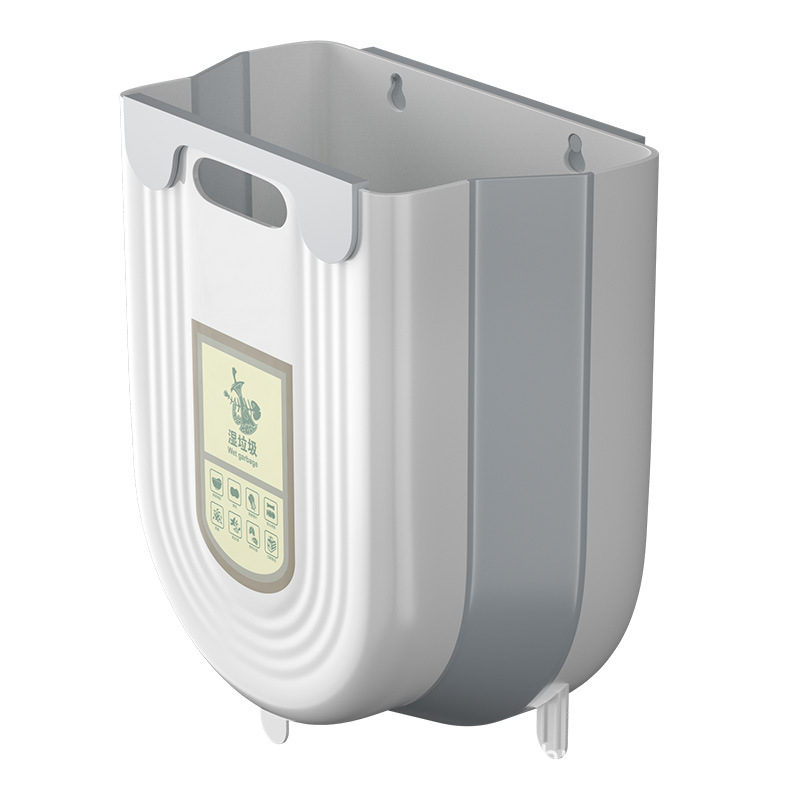 Folding Trash Bin Household Punch-free Wall-mounted Trash Bin Kitchen Hanging Trash Bin Plastic Trash Bin