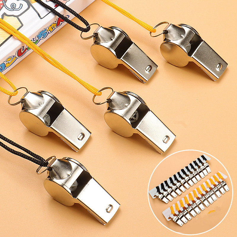 Referee Whistle Metal Whistle Stainless Steel Whistle Metal Whistle Sports Whistle Sports Goods with Lanyard