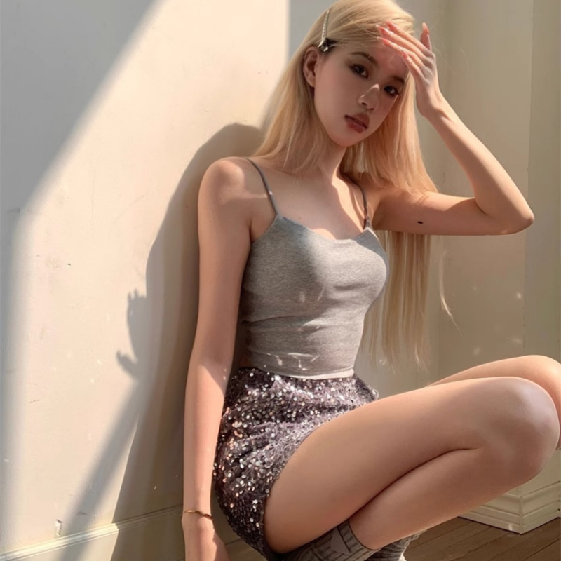 Camisole tube top women's bra with chest pad one-piece inner wear hot girl short sports top ins fashion