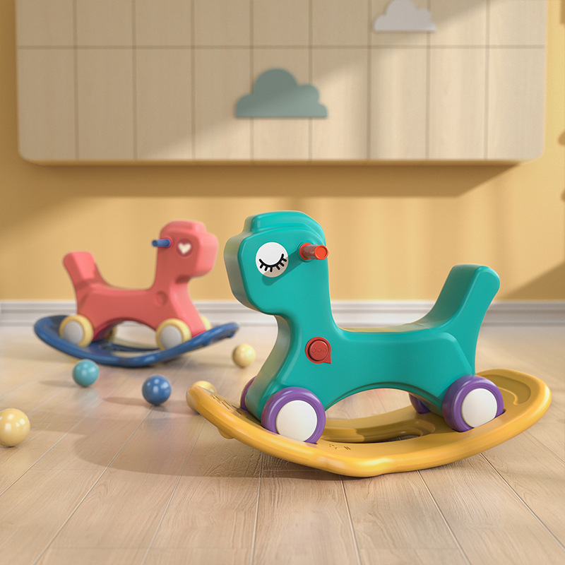 Cross-border Simple Nordic Children Rocking Horse Sneaker Two-in-One Baby Trojan Horse Baby One-year-old Gift Toy