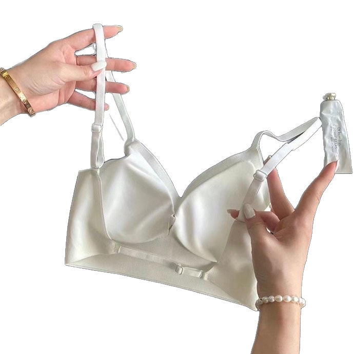 No bra push up drooping sexy light corner cup you support sexy beauty triangle sense anti-underwear French steel ring see