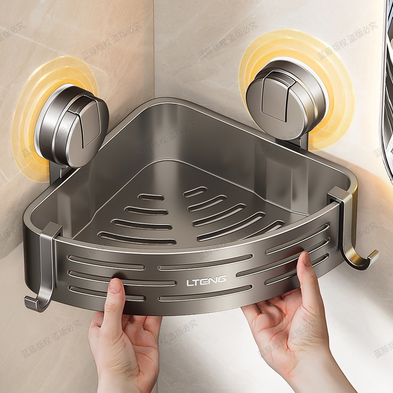 Bathroom Suction Cup Triangle Basket Storage Rack Bathroom Sink Corner Punch-Free Wall-Mounted Toilet Storage Rack