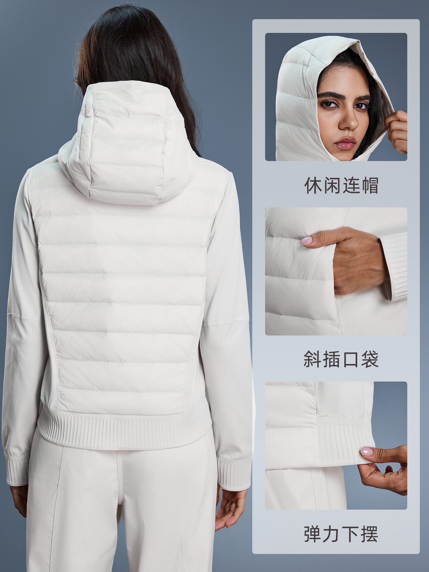 Autumn and Winter Short Waterproof Lightweight Down Jacket Women's Hooded Zipper Collar Warm Fitness Jacket DAW008