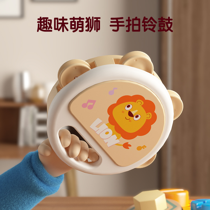 Ручной хлопковый барабан для детей, игрушки для раннего образования, мультяшный лев, колокол, музыкальный инструмент, оптовая продажа