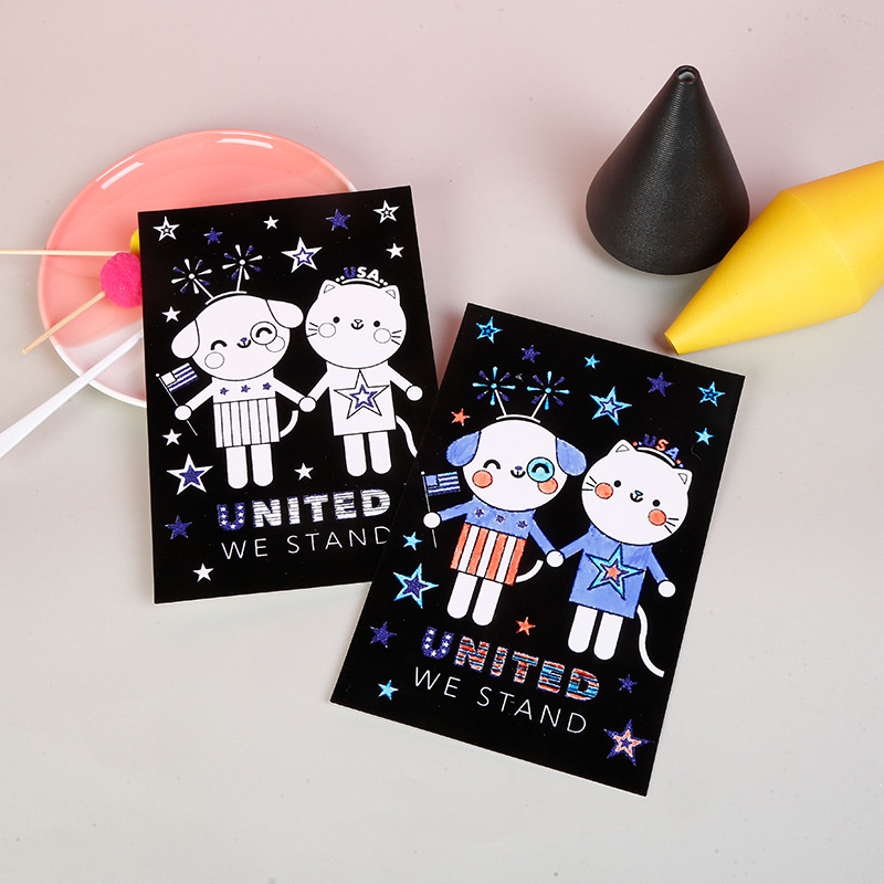 Flocking Painting Kidsren's Creative Paper Coloring DIY Hand-Painted Cartoon Drawing Board Baby Handmade Educational Graffiti Toys