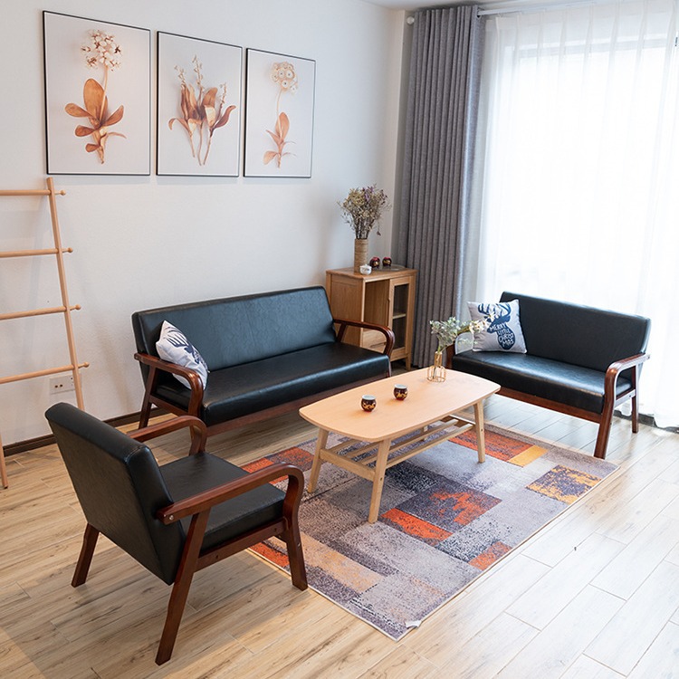 Bent Wood Armrest Modern Sofa New Pastoral Fabric Double Single Living Room Solid Wood Japanese Style Simple Sofa Chair