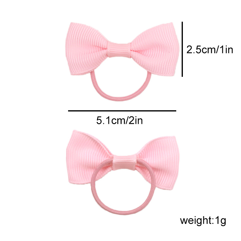 2inch Solid Color Ribbed with Bow Rubber Band Baby Girl Hair Rope Export Cross-Border Flat Knot Hair Ring Headband Hair Accessories