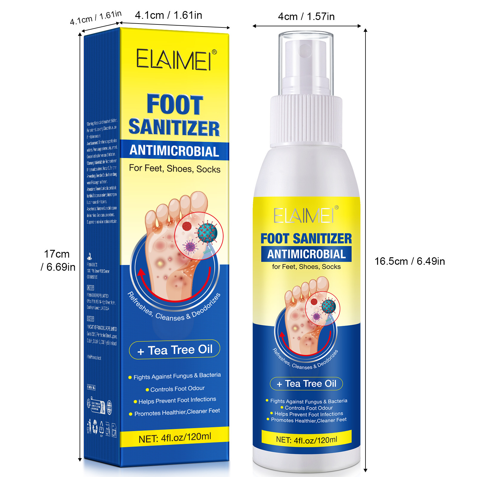 Cross-Border Elaimei Tea Tree Oil Foot Spray 120ml