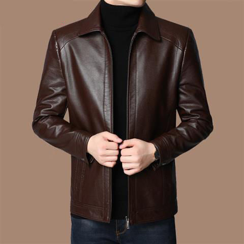 Cross-border explosions high-end leather men's father's coat men's jacket men's casual middle-aged leather jacket men's wholesale