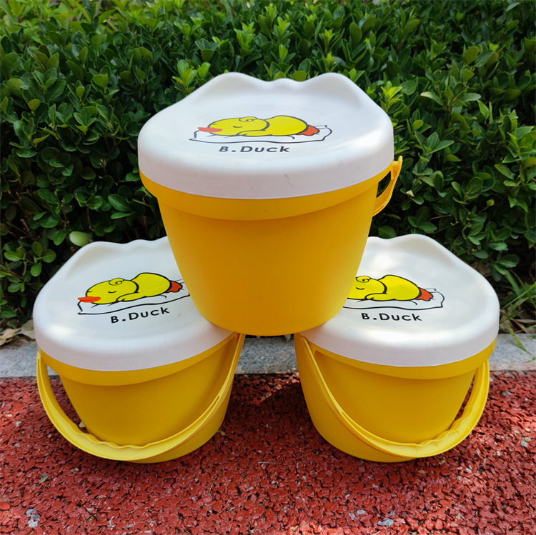 Пластиковый пуф в форме желтой утки, детский стул для хранения с крышкой