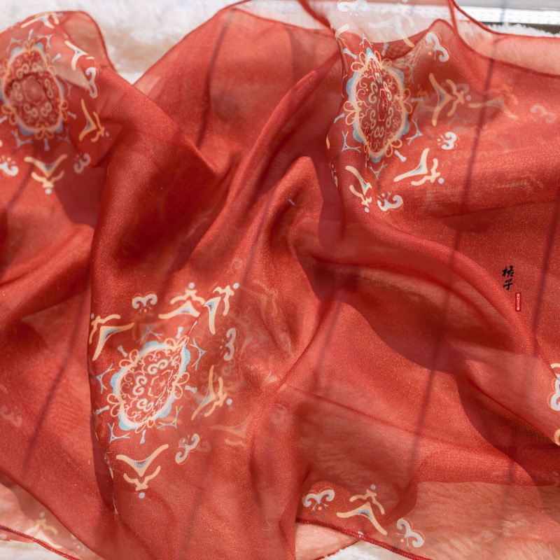 Hanfu Shawl for Women with Tang-Style Print, Ethereal Chinese Style Flowing Ribbon, Ancient Style Accessory, Hezi Skirt Versatile Color