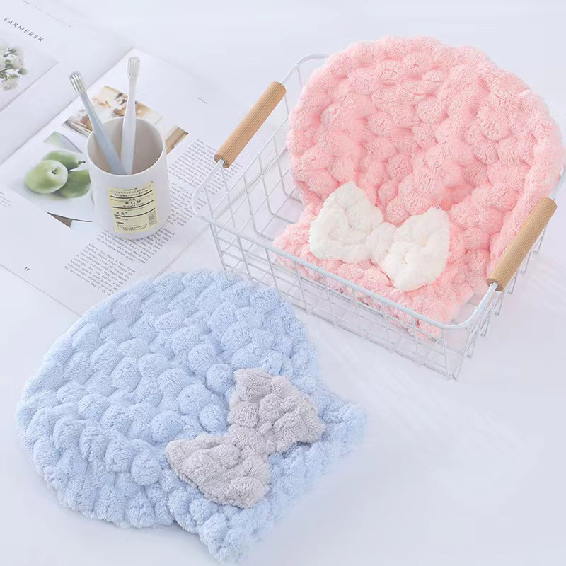 Cloud velvet bow princess hair-drying cap thickened quick-drying absorbent bath shower cap cute female hair-free cartoon