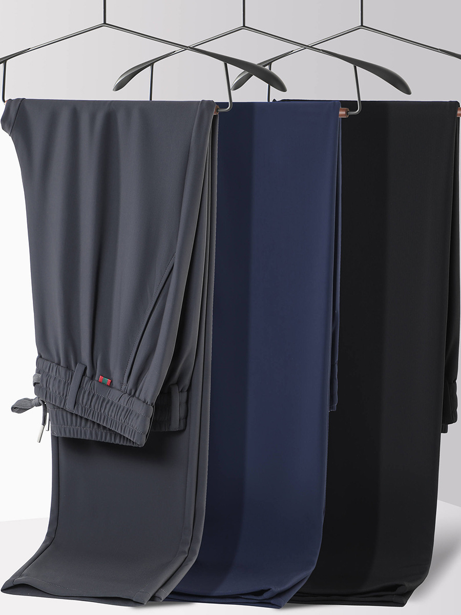 2024 Autumn Thick Sports Casual Trousers Men's Autumn and Winter Elastic Waist Men's Business Casual Pants Stretch Sports Pants