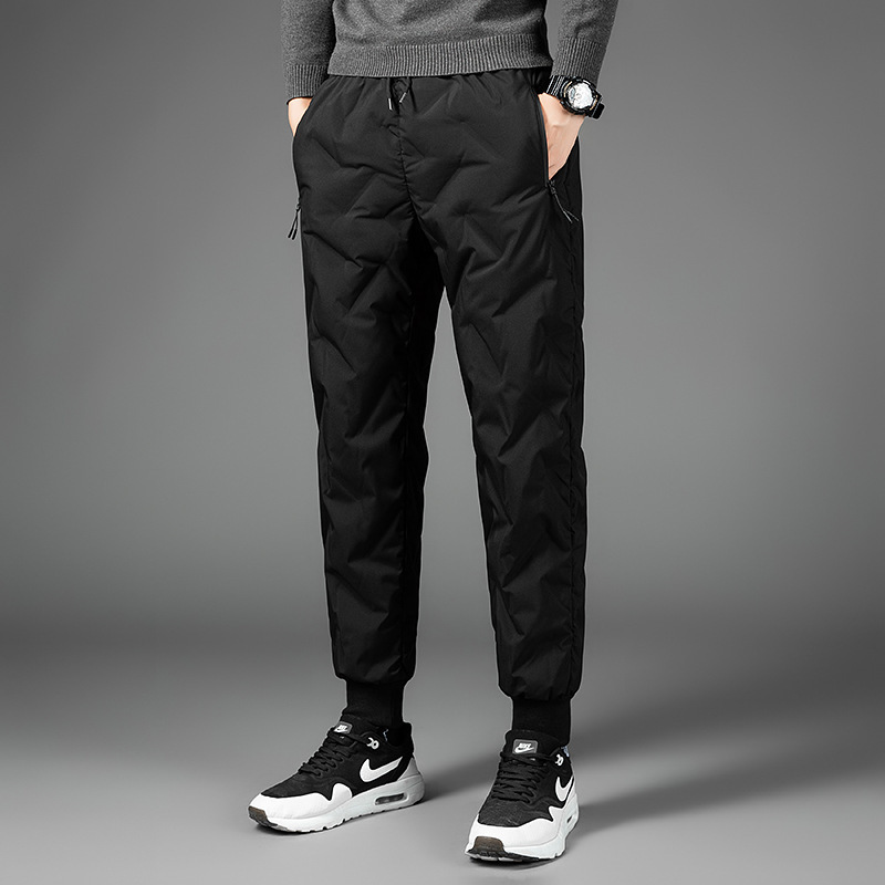 2025 Winter New Men's down Pants Outdoor Lightweight Jogger Cotton Pants Men's Thickened Warm White Duck down Pants
