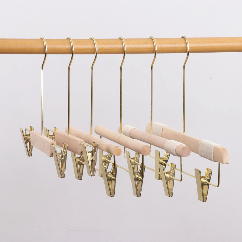 Clothing store Special Solid Wood adult children non-slip seamless log pants clip rack pants hanging wooden pants logo wholesale