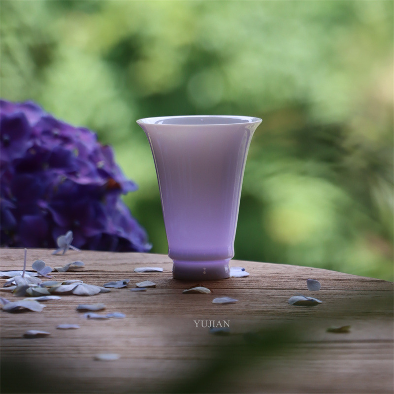 Dehua White Porcelain Small Tea Cup Single Cup Fragrance Cup Fragrance Gathering Personal Tea Cup Flavor Purple Universal Kung Fu Tea Cup
