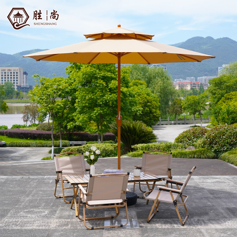 Outdoor Parasol Garden Leisure Middle Column Umbrella Large Camping Courtyard Half Umbrella Outdoor Cafe Stall Tables and Chairs