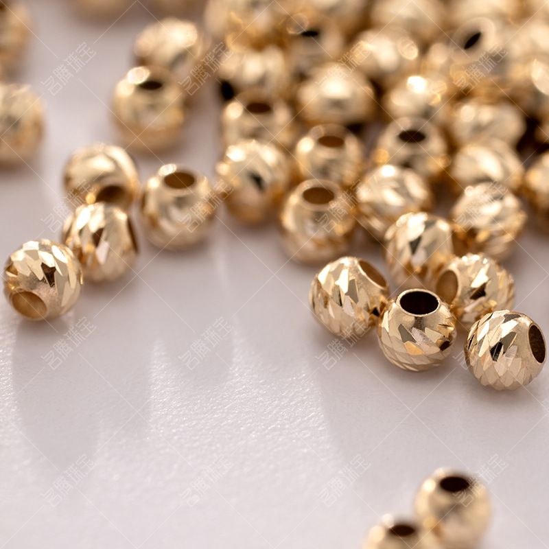 18K Gold Accessories 18K Gold Beads Gold Parts Loose Beads Positioning Beads Thickened Polished Beads DIY Bracelet Manufacturer Wholesale Bracelet