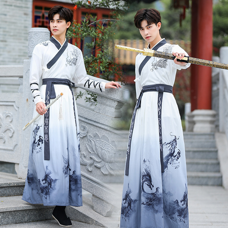 Hanfu men's antique martial arts swordsman men's large size student class suit Chinese style Childe spring and autumn ancient costume