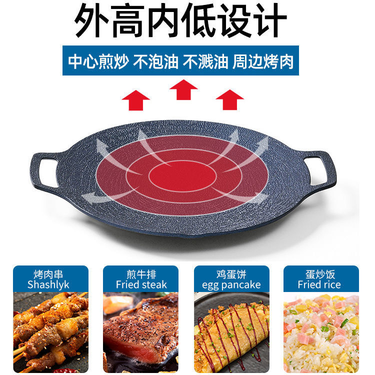 Korean Barbecue Plate Household Outdoor Medical Stone Non-Stick Pan Barbecue Plate Barbecue Teppanyaki Electromagnetic Cassette Stove Baking Pan