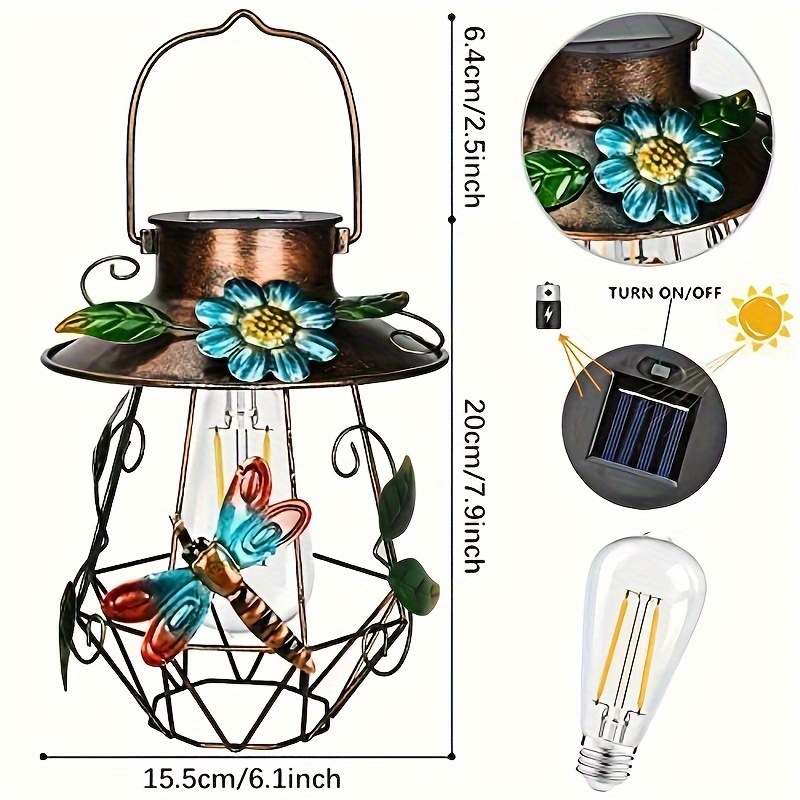 2025 New Cross-Border Dropshipping 1 Solar Chandelier with Metal Dragonfly Decoration Cross-Border
