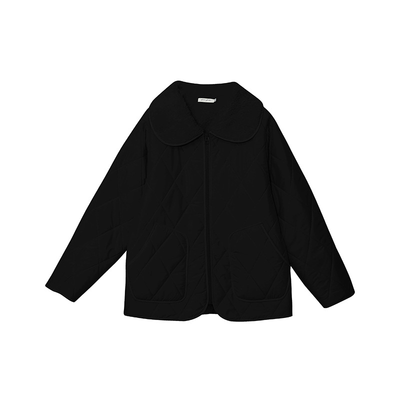 W949 Xuanchen Micro Fat Large Size Winter New Thickened Rhombus Cotton-padded jacket Fat MM200 Jin Doll Collar Warm Jacket