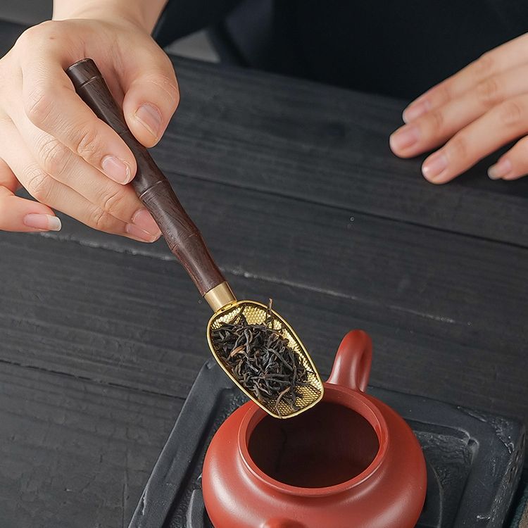 Чайная ложка из черного дерева, совок, чайная ложка, аксессуары для чайного набора Kung Fu, шесть джентльменов, инструмент для сбора чая