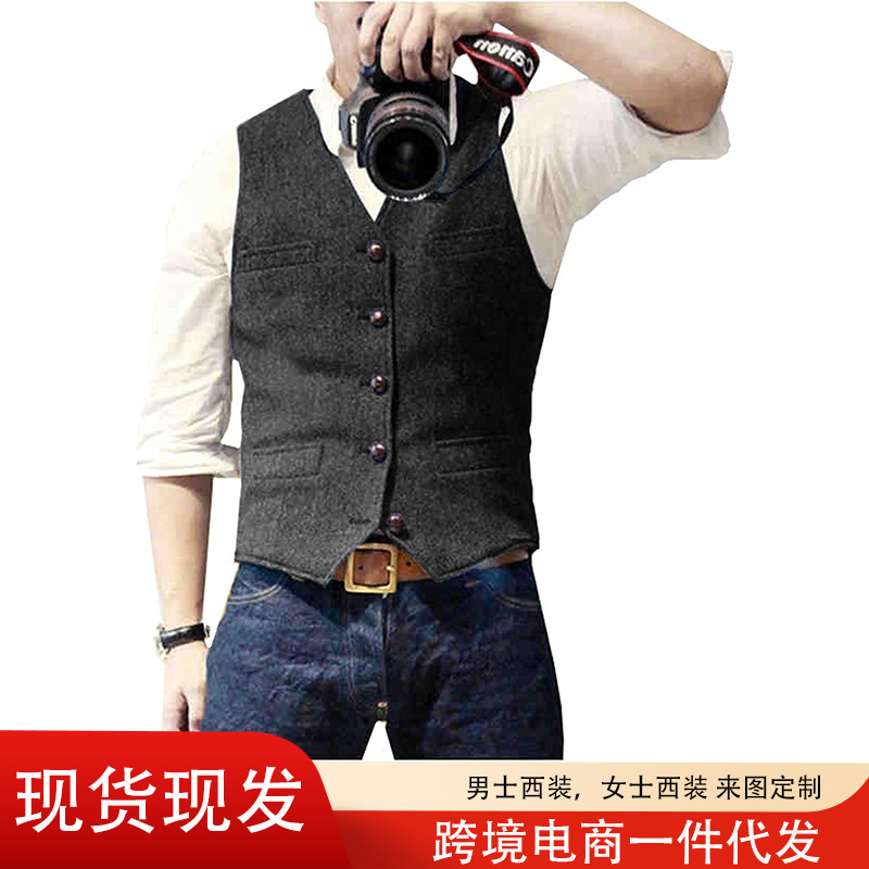 Мужской жилет Amazon Blast в елочку легкий бизнес-кэжуал британского стиля в наличии на складе