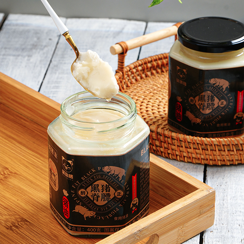 No impurity black pig lard refined pure flavor pig plate oil bottled 400g household mixed rice cooking oil pig oil