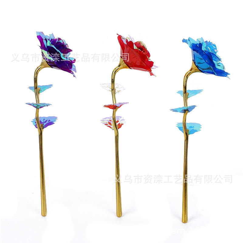 Elbow Gold Foil Flower Valentine's Day Color Gold Rose Cross-Border Foreign Trade Elbow Gold Foil Flower Rose Smile Rose Flower