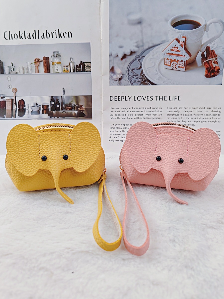 New hot-selling leather elephant coin purse women's bag pendant creative card holder storage lipstick bag zipper coin purse