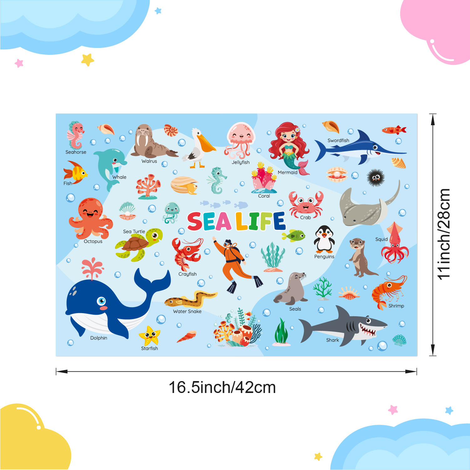 Children's Disposable Placemats Are Suitable for Infants and Toddlers Early Education Enlightenment Learning English Decoration Food Grade
