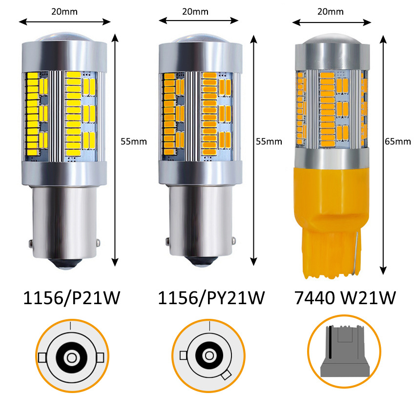New Car Led Turn Signal 7440 3014 105Smd 1156 Decoding Anti-Stroboscopic Tail Light Reversing Light