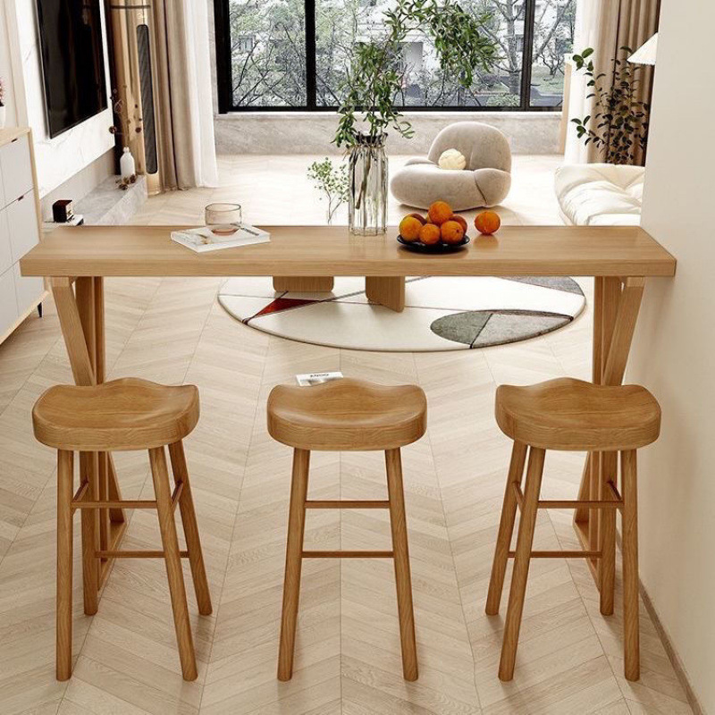 Solid Wood Bar Table, Leisure Table, Wall-Mounted Long Table, Home High Table, Window Bar Table, Milk Tea Shop Table and Chair Combination