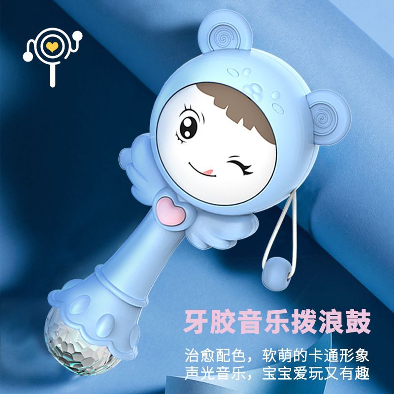Gnawing rattle 3-6 three months newborn baby hand drum music stick 0-1 years old baby rattle toy
