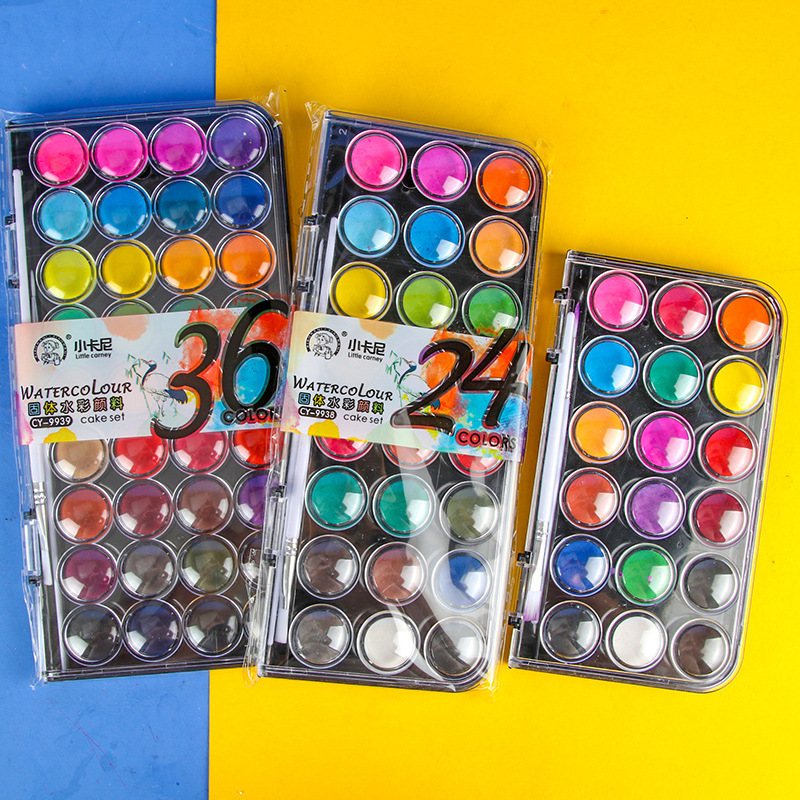 Little Man Solid Watercolor Paint Set for Beginners 12 18 24 36 Colors Sketching DIY Art Painting Gouache Cake