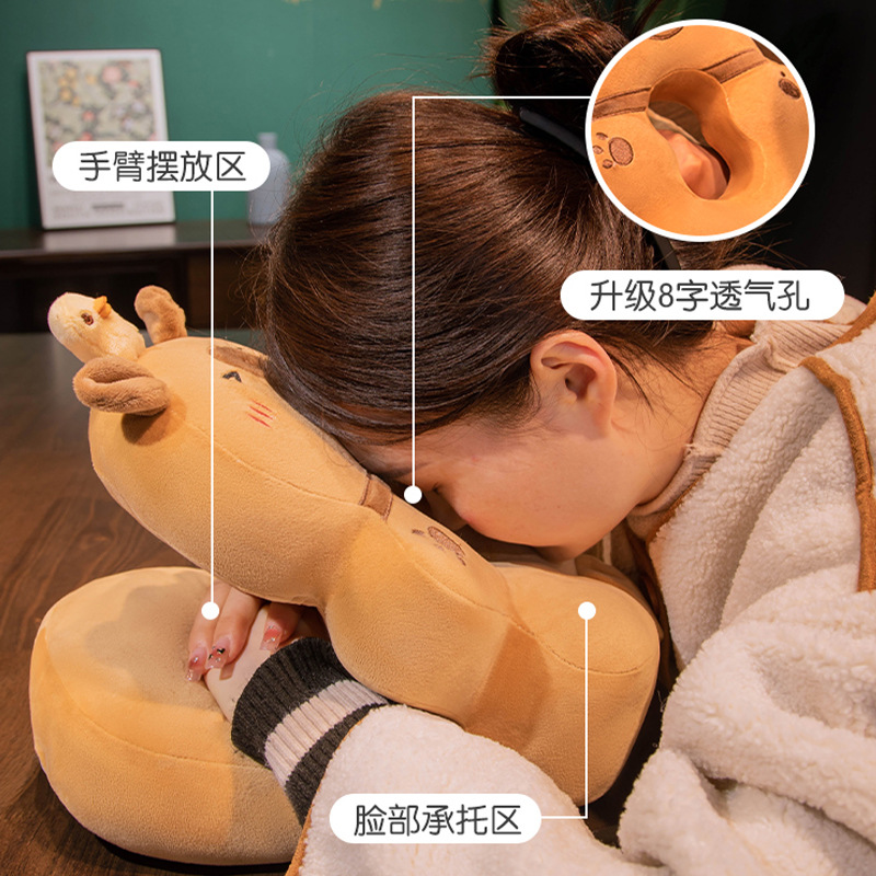 Capabala capybara nap pillow office lunch break artifact pillow primary school student lying sleeping pillow sleeping children Ice Silk