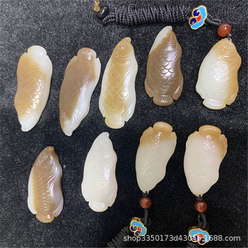 Wholesale Natural Xinjiang Hetian Jade Sugar White Bracelet with Jasper Cat's Eye Pendant for Women in Stock