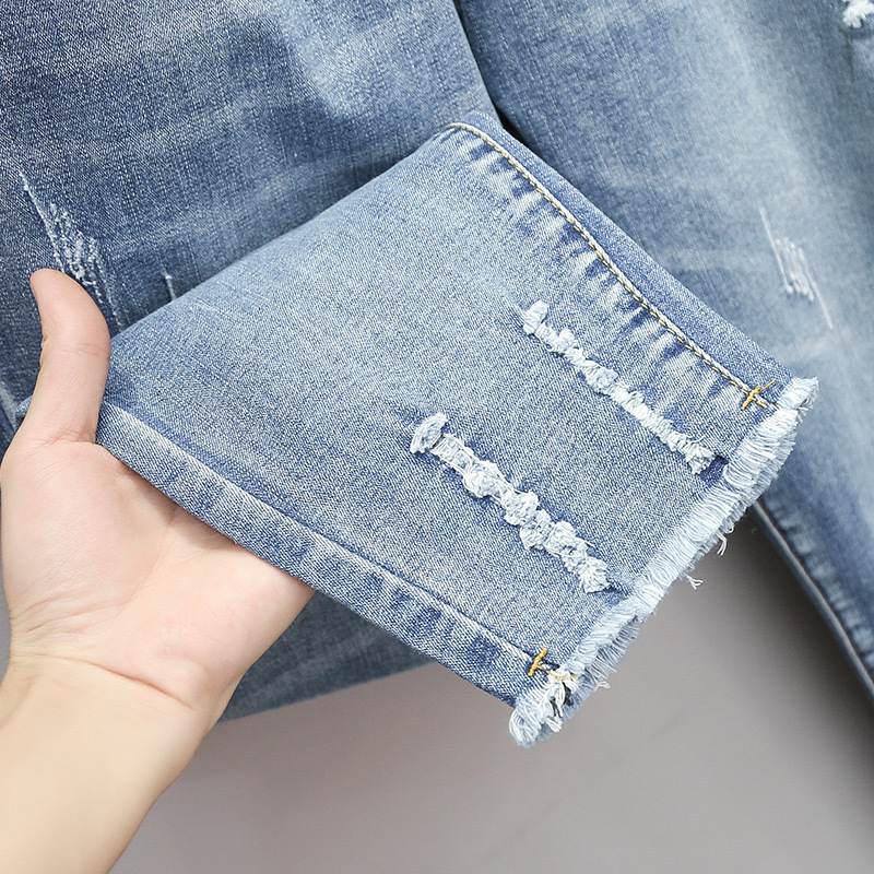 Large size stretch jeans women's 200kg fat MM Harlan pants loose slim turnip elastic high waist casual pants