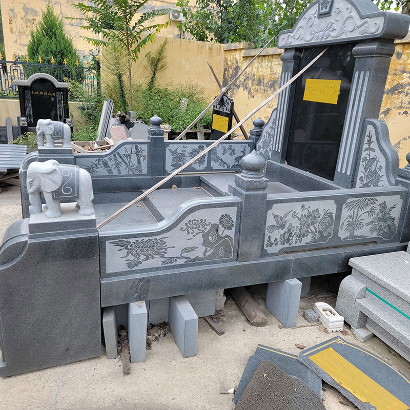 Stone Marble Tombstone Customized Rural Burial Granite Engraving Stone Tablet Black Cemetery Family Tomb Cemetery Tombstone