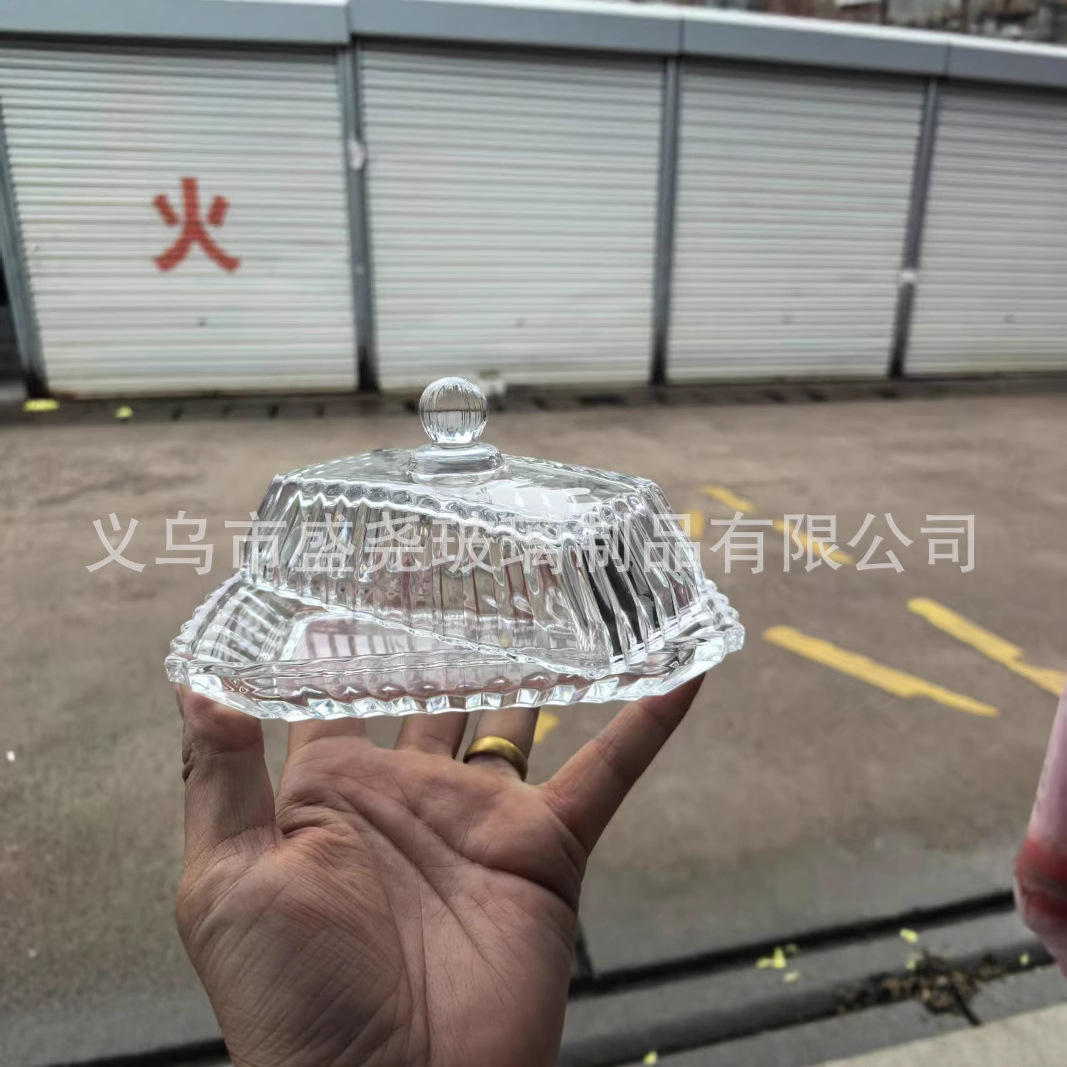 Creative Striped Butter Dish Living Room Coffee Table Salad Snack Fruit Plate with Lid Modern Tray Butter Box Butter Plate