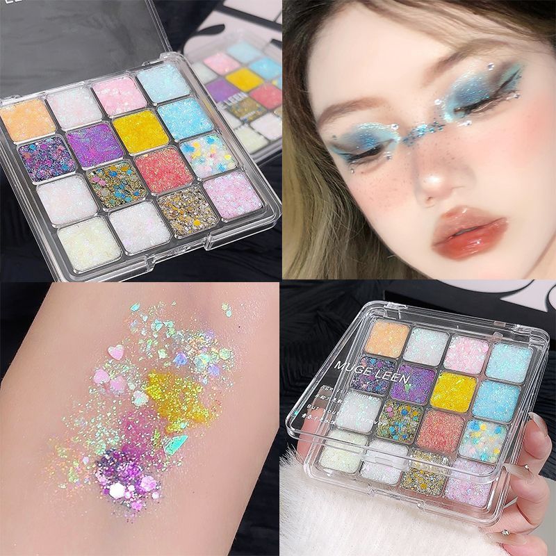 MUGELEEN new color sequins eye shadow plate pearlescent matte non-makeup mermaid makeup flash small broken diamond eye shadow