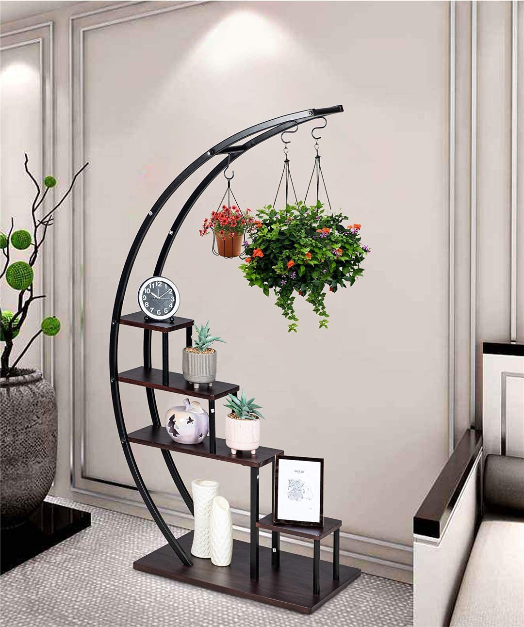 Living Room Bedroom Iron Flower Stand Balcony Multi-Layer Floor-Standing Flower Pot Stand Indoor Pothos Spider Plant Floor Stand