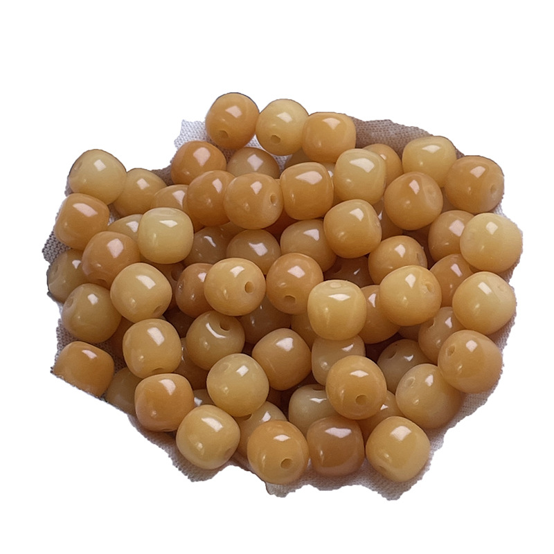 Natural Bodhi Root 8x 9 Old Barrel Beads Milk Yellow caramel Wen Play Bodhi Scattered Beads Charcoal Burn Gold