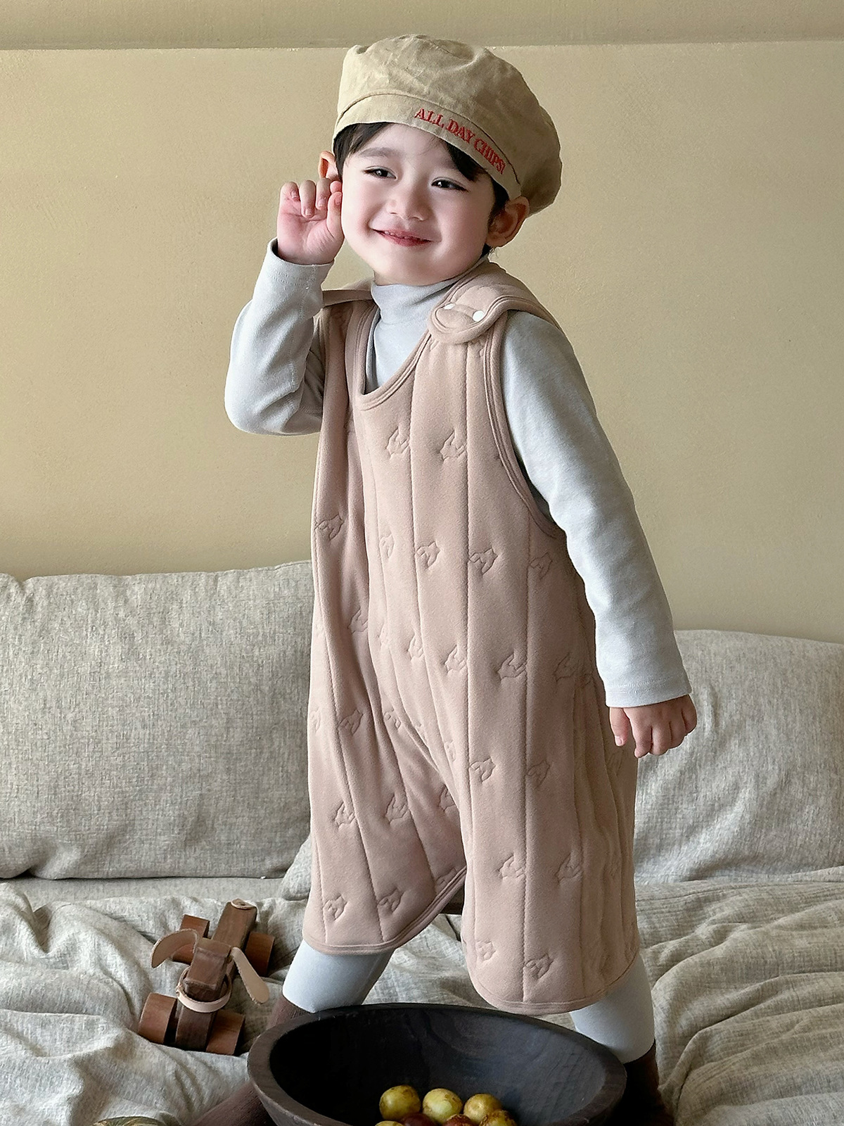Children's Cotton Sleeping Bag Thickened Autumn and Winter Baby Boys and Girls Home Climbing Wear Warm Wool Silk Sleeping Clothes Boneless Pajamas