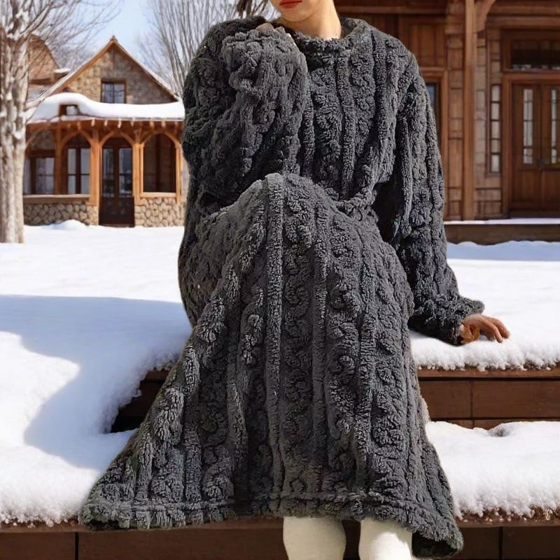Walking quilt winter new extended warm loose pocket coral fleece home pajamas nightgown women's nightgown