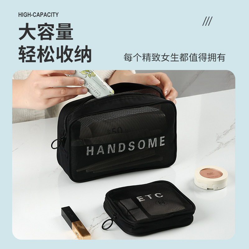 Портативная сетчатая сумка, туалетная сумка, косметичка, дорожная сумка-клатч, новая модель оптом