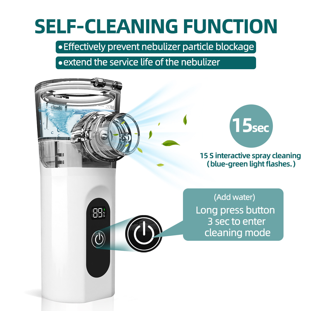 Foreign trade portable atomizer super large fog intelligent digital display handheld atomizer children's medical atomizer mute