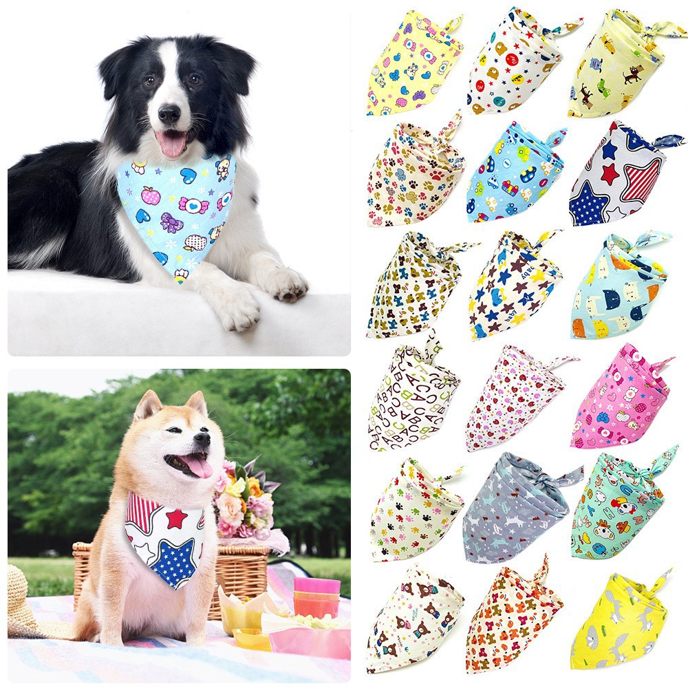 Twill Cotton Pet Dog Triangle Scarf Lace-Up Kidsren's Saliva Scarf Baby Baby Head Scarf Independent Bag