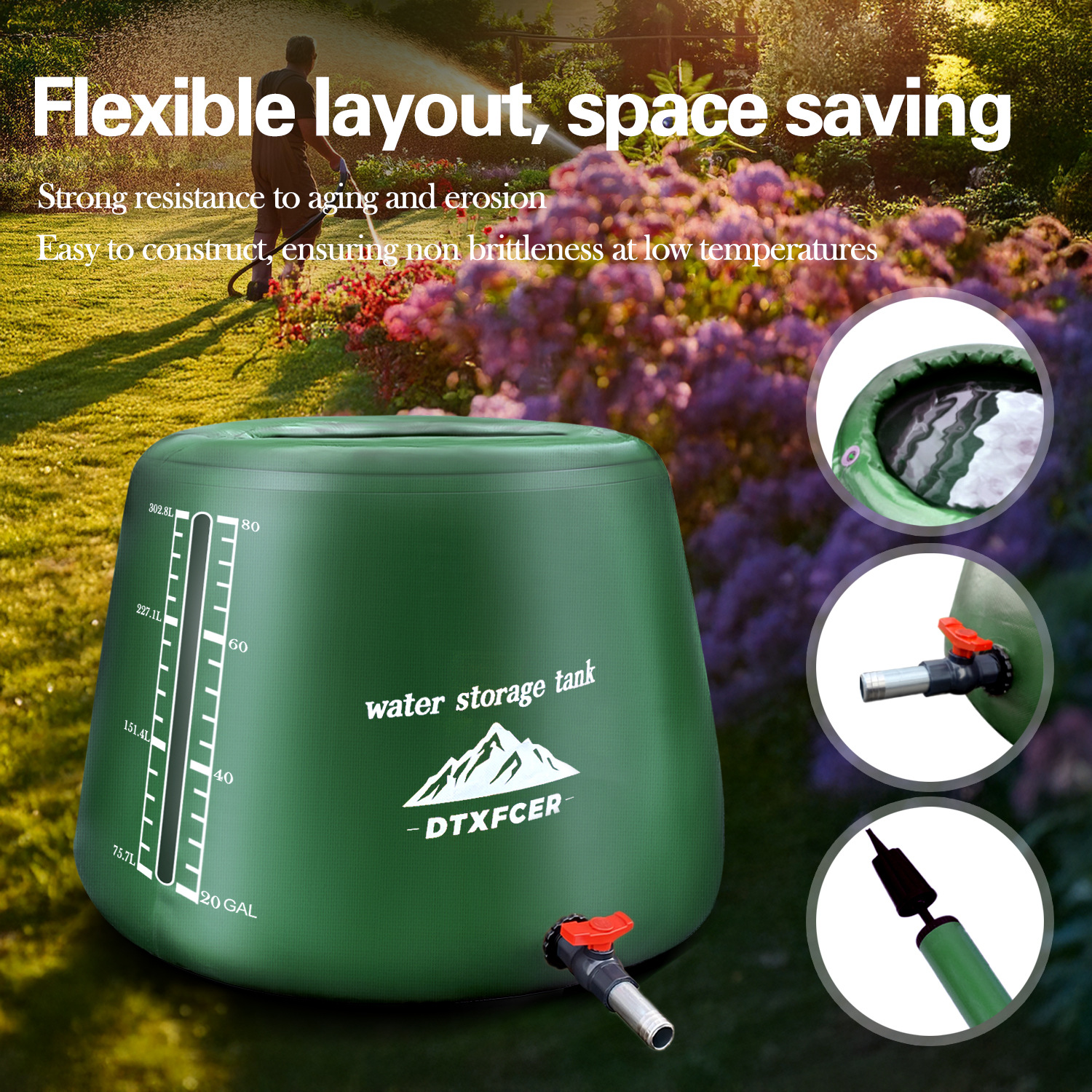 American Patented Cross-Border Soft Water Storage Tank Foldable Outdoor Garden Inflatable Round Bucket Agricultural Water Reservoir